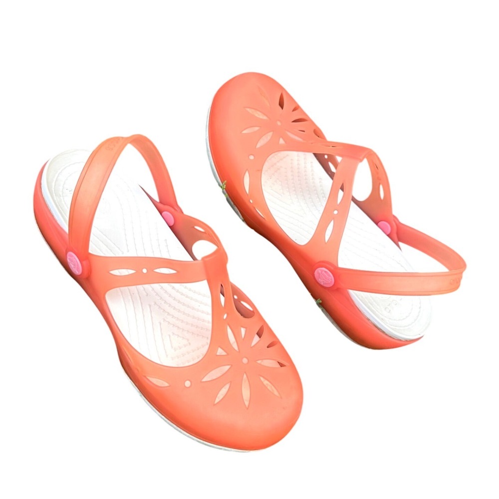 Crocs Carlie Cutout Mary Jane Clogs Women's Size 7 Orange Sandals